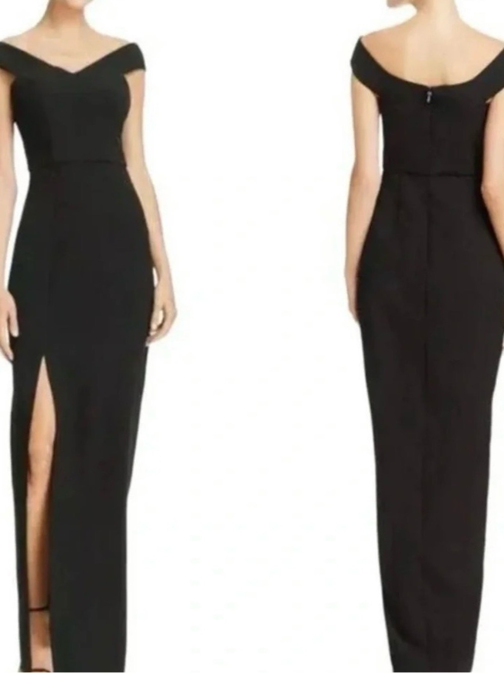Bariano Australia Black Off-Shoulder Maxi Gown with Front High Slit - Size XS